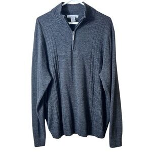 Geoffrey‎ Beene Charcoal 1/4 Zip Sweater Size XL Academia Preppy Casual